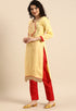 Yellow Glass Cotton Embroidered Unstitched Salwar Suit Material