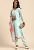 Sky Blue chanderi silk Embroidered Unstitched Salwar Suit Material