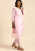 Pink chanderi silk Embroidered Unstitched Salwar Suit Material