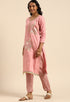 Mauve Pink Glass Cotton Embroidered Unstitched Salwar Suit Material