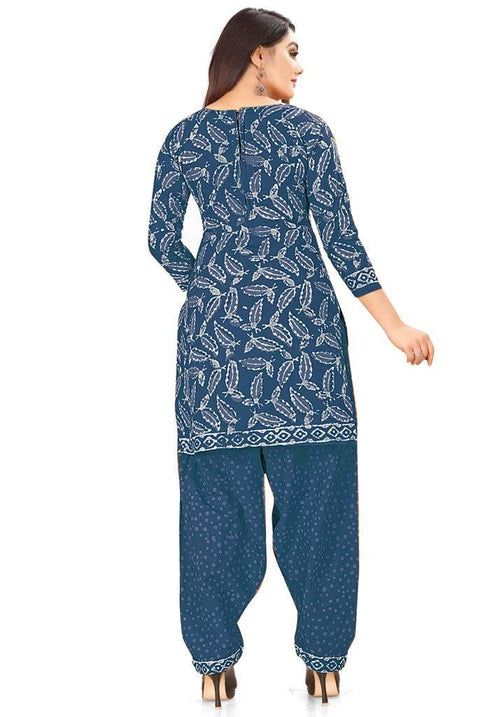 Blue Pure Jaipuri Cambric Cotton Printed Unstitched Salwar Suit Material