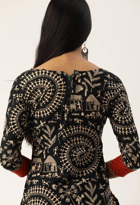 Black And Beige Pure Jaipuri Cambric Cotton Printed Unstitched Salwar Suit Material