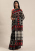 Black & Beige Cotton Silk Geometric Printed Traditional Saree
