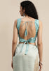 Light Aqua Green Organza Printed Traditional Saree
