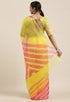 Yellow And Pink Organza Digital Floral Printed Traditional Saree