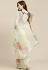 Pista Green Organza Digital Floral Printed Traditional Saree