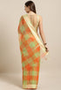 Orange & Green kota Doria Cotton Printed Traditional Saree
