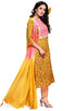 Yellow And Pink Pure Cambric Cotton Jaipuri Printed Kurta Set With Dupatta