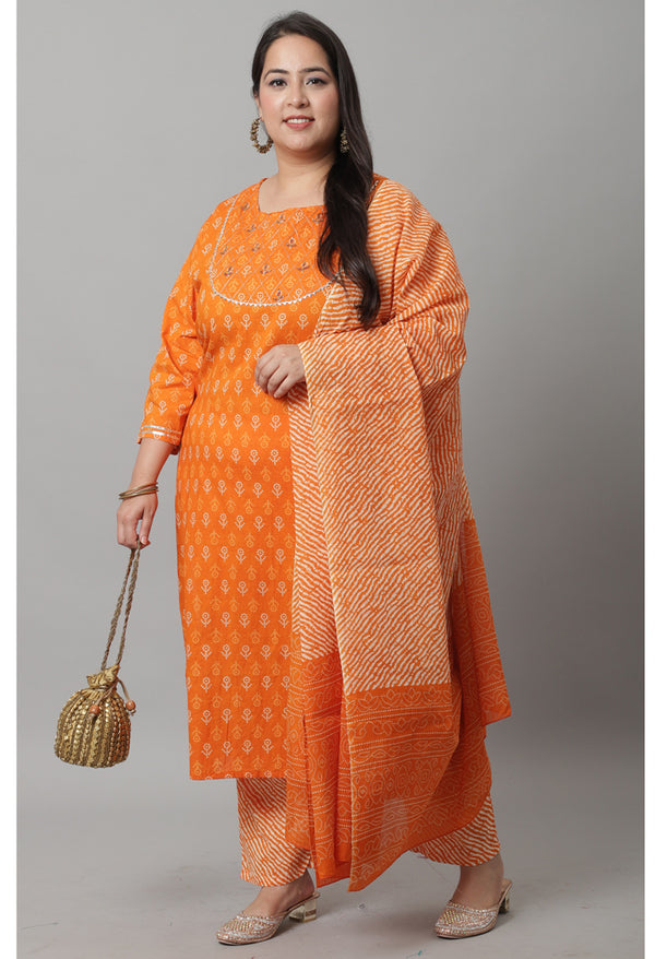 Pure Cambric Cotton Embroidered Kurta Set With Dupatta