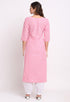 Pink And White Pure Cambric Cotton Kurta Set With Dupatta