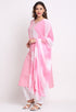 Pink And White Pure Cambric Cotton Kurta Set With Dupatta
