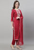 Pure Cotton Jaipuri Printed And Embroidered Kurta Set With Dupatta