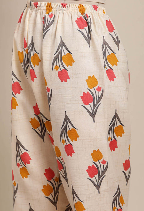 Rajnandini Peach Cotton Blend Printed Salwar Suit