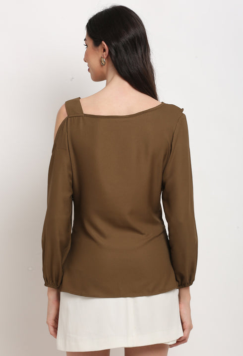 Brown Polyester Solid Top