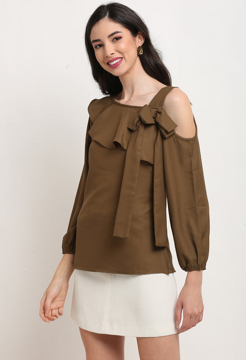 Brown Polyester Solid Top