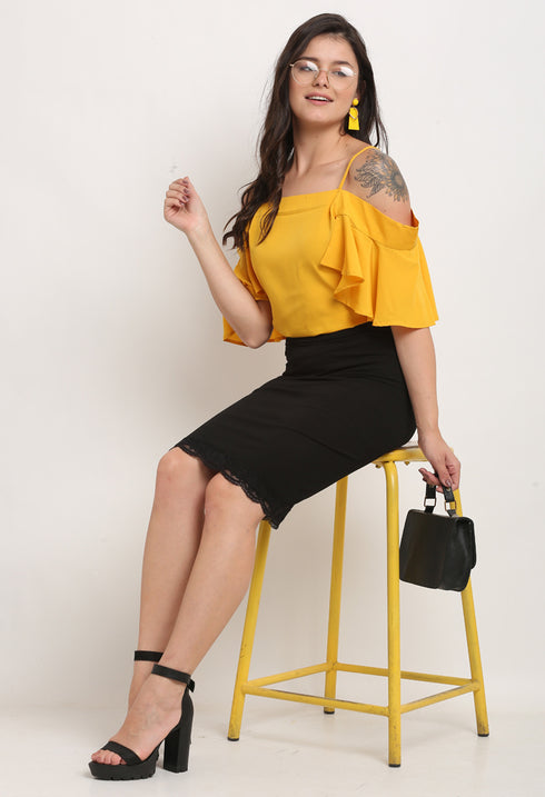 Yellow Polyester Solid Top