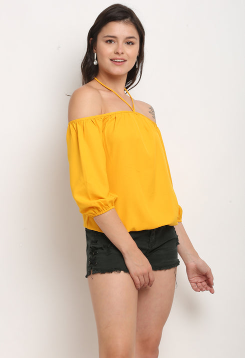 Yellow Polyester Solid Top