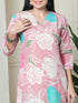 Pink Cotton Floral Printed Kurta With Pant