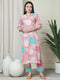 Pink Cotton Floral Printed Kurta With Pant