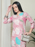 Pink Cotton Floral Printed Kurta With Pant