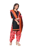 Black & Grey Cotton Blend Printed Ready to Wear Patiala Salwar Suit