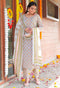 Grey & Peach Pure Cotton Jaipuri Printed  Kurta Set With Dupatta