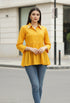 Yellow Pure Cotton Embroidered Short Top