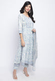 White Pure Cotton Jaipuri Printed And Embroidered Kurta Set With Dupatta