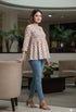 Beige Pure cotton Jaipuri Printed Short Top