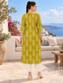 Olive Yellow Pure Cotton Hand Block Print Kurta