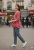 Pink & White Pure Cotton Floral Printed Short Top