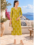 Olive Yellow Pure Cotton Hand Block Print Kurta