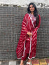 Wine Pure Cambric Cotton Floral Embroidered Kurta Set With Dupatta