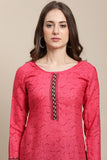 Pink Cotton Blend Printed Ready to Wear Kurta Pant With Dupatta