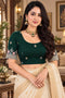 Green Lycra Readymade Embroidered Blouse For Women