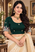 Green Lycra Readymade Embroidered Blouse For Women
