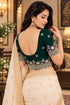 Green Lycra Readymade Embroidered Blouse For Women