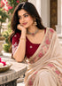 Maroon Lycra Readymade Embroidered Blouse For Women