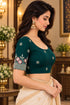 Teal Lycra Readymade Embroidered Blouse For Women