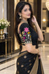 Black Lycra Readymade Embroidered Blouse For Women
