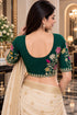 Green Lycra Readymade Embroidered Blouse For Women