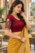 Maroon Lycra Readymade Embroidered Blouse For Women