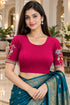 Pink Lycra Readymade Embroidered Blouse For Women