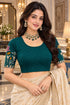 Teal Lycra Readymade Embroidered Blouse For Women
