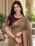 Wine Lycra Readymade Embroidered Blouse For Women