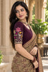 Wine Lycra Readymade Embroidered Blouse For Women