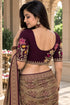 Wine Lycra Readymade Embroidered Blouse For Women