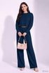 Teal Blue Lycra Solid Oversized Strachable Coords Set