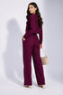 Wine Lycra Solid Oversized Strachable Coords Set
