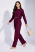 Wine Lycra Solid Oversized Strachable Coords Set